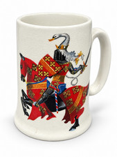 Vintage 1969 Ellgreave Heatmaster Staffordshire Knight Mug Earl of Warwick picture