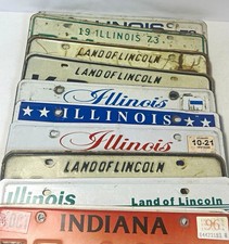 Vintage License Plate Lot of 10 Illinois Indiana 1970s 1990s Metal Auto Tags picture