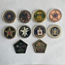 FEDERAL LAW ENFORCEMENT CHALLENGE COIN LOT OF 10 FBI, CIA, NSA, MARSHALS, OSAMA picture