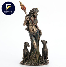 9 1/4 Inch Tall Hecate Greek Goddess of Magic with Her Hounds Cold Cast Bronzed picture