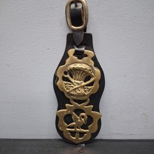 Horse Brass Leather Strap Antique From England TWO Horse Brasses 10