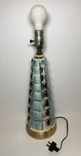 1950s Blue MCM Ceramic Table Lamp Regency Atomic C. Miller/BOBBE PRODUCTS INC picture