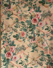 Vintage Ramms Fabric Chintz Peach Lattice Rose Floral Cottage England Ludlow BTY picture