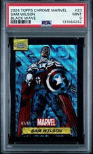 Topps 2024 Chrome Marvel Sam Wilson Black Wave #23 PSA 9 Serial # 3/10 picture