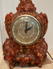 Vintage Lanshire Vomit Clock Embedded Rock Resin Electric Mantel Clock-Working picture