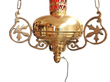 Vintage Sudbury Brass Hanging Sanctuary Lamp Chalice, Ciborium, Monstrance ) picture
