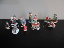 Lot of 11 VTG Christmas Village People Figures Ornaments 2-3” Ceramic Porcelain picture