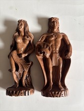 2 Vintage Coco Joe's  Hapa Wood King Kamehameha and Queen Kaahumanu picture