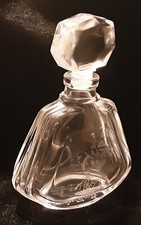 Vintage French Clear Cristal Perfume Bottle w/Etched Victorian Lady picture
