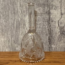 Clear 24% Lead Crystal Glass Dinner Bell With Etched Bird 7-7/8” Germany Vintage picture