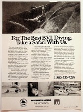1985 BVI Diving Ad UNDERWATER SAFARIS THE MOORINGS Skin Diver Magazine Ephemera picture