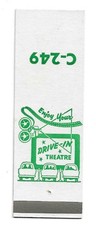 VINTAGE SALESMAN SAMPLE DRIVE IN MOVIE THEATRE MATCHBOOK COVER C-249 picture