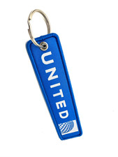 STUNNING UNITED AIRLINES EMBROIDERED TAG KEYCHAIN/KEY RING...NOT EASILY FOUND... picture