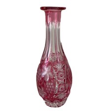 Vintage Nachtman  Traube Cut to Clear Crystal Cranberry/Pink Decanter No Stopper picture