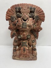 Aztec Mayan Style Warrior Deity Statue Terracotta Figurine 9
