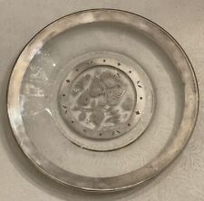 Vintage Georges Briard Signed Glass Dessert Dish with Silver Leaf Overlay 7.5” picture