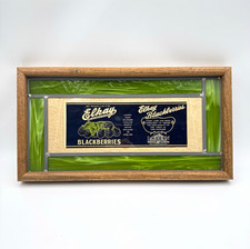 Elkay Blackberries Vintage Style Advertising Stained Glass Wood Framed Wall Art picture