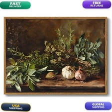 XLARTMY Framed Canvas Wall Art Vintage Botanical 16x24In picture