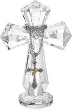 5.8inch Clear Crystal Cross Handmade Glass Holy Cross Collectible Religious C... picture