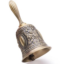DomeStar Vintage Brass Hand Bell – Loud Call for Bedside, Medium, picture