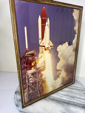 Vintage NASA Space Shuttle Challenger STS-6 Launch Framed Photo Print 1980s picture
