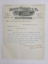 1896 antique MORSE WILLIAMS & CO ELEVATORS phila pa LETTERHEAD New Haven ct picture