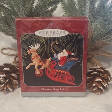 Vintage 1998 Hallmark Keepsake Christmas Ornament Santa Sleigh Ride picture