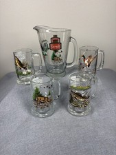 VTG Rate Schmidt Beer Collector Series Wildlife Glass Pitcher and 4 Mugs Set picture