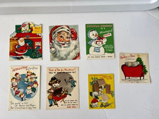 6 Vintage 1950s 3D Pop Up Die Cut Christmas Cards Humorous Mechanical Unused picture