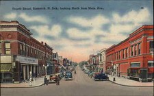 Bismarck North Dakota ND Street Scene c1940s Linen Postcard picture