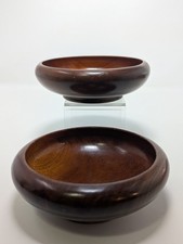 Vintage, Hand-Turned Wooden Bowl Set 6 Inches In Diameter 1.5 Inches Tall picture