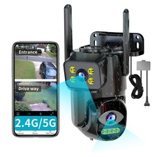 LETSCEE Dual Lens WiFi Security Camera Outdoor, 2.4G/5G PTZ Outdoor Plug-in C... picture
