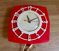 Vintage Spartus Wall Clock Model 501 Red & White 1950's Works Camper picture