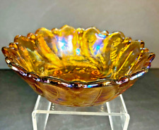 Vintage Carnival Glass by Indiana Glass Co. Amber Wild Rose Serving Bowl picture
