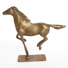 Galloping Horse Figurine Vintage Brass 6 3/4