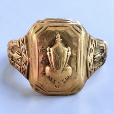 VTG Balfour Goldflex 10K Gold Sterling Silver Art Deco Class Signet Ring Sz 9.5 picture