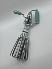 Vintage Maynard Stainless Hand Egg Beater Mixer Aqua Teal Mint Green USA  picture