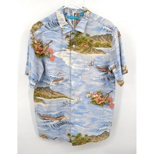 Tori Richard Mens Large Hawaiian Shirt Aloha Tropical Scene Short Sleeve picture