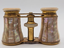 Antique Lemaire F Paris Opera Glasses Mother of Pearl Brass Binoculars France picture