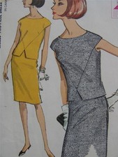 VTG 60s McCalls 7782 Top & Skirt Pattern  Size 12  Bust 32  Unique Lines picture