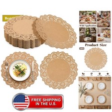 150 Pieces Lace Paper Doilies for Tables, 13.38 Inches Round Brown Paper Doil... picture