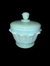 1950s Fenton Lamb’s Tongue Green Pastel Covered Candy Jar Rare 2 Piece picture