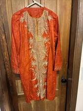 Nice Vintage Orange Patterned Heavily Gold Embroidered Ceremonial Robe Gown picture