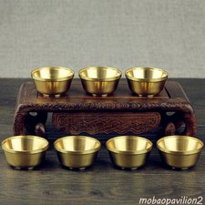 7pcs 1.9inch Small Thickened Buddha Water Supply Bowl Buddhism Brass Cup picture