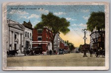 Pleasant Street Car Horse-Drawn Carriage Trees Portsmouth NH WB Postcard TS-192 picture