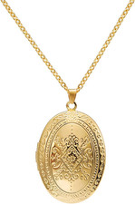 Caiyao Vintage Engraved Flower Empaistic Photo Locket Hold Picture Oval round Pe picture