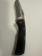 MAXAM Folding Pocket Knife Japan Steel Partially Serrated Black Handle picture