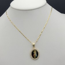 The Divine Mercy 14K Gold Plated Necklace - Pendant & Chain. Divina Misericordia picture