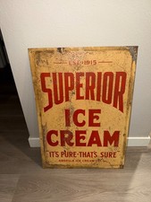 Vintage Superior Ice Cream Abdella Ice Cream Co Gloversville NY Metal Advertisin picture
