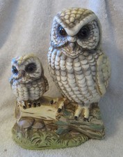 Vintage Norleans Owl & Owlet Bisque Porcelain Ceramic Figurine MCM Japan 7” picture